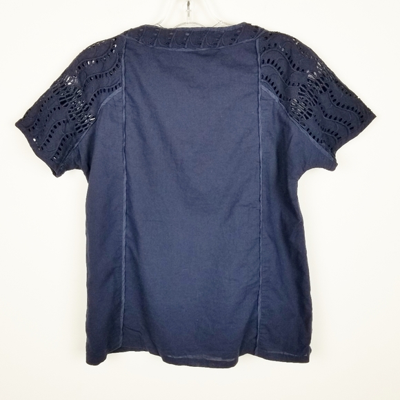 J CREW Blue Cotton Delaney Eyelet Top - Picture 7 of 7